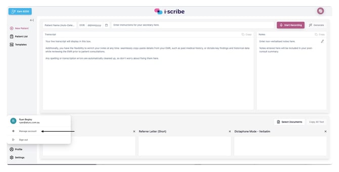 Manage account button