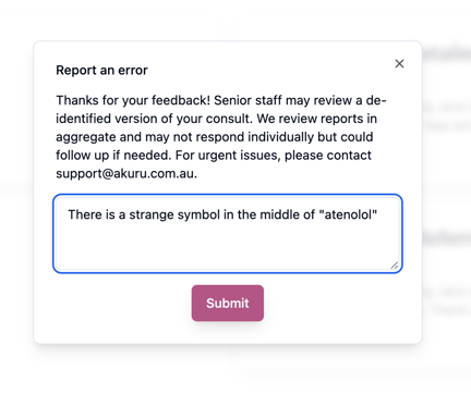 Report error screenshot